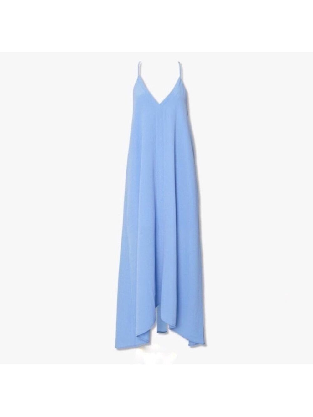 NEW-FOREVER 21 Textured Woven Flowy Cami Racer Back Midi Dress In Blue SZ Large